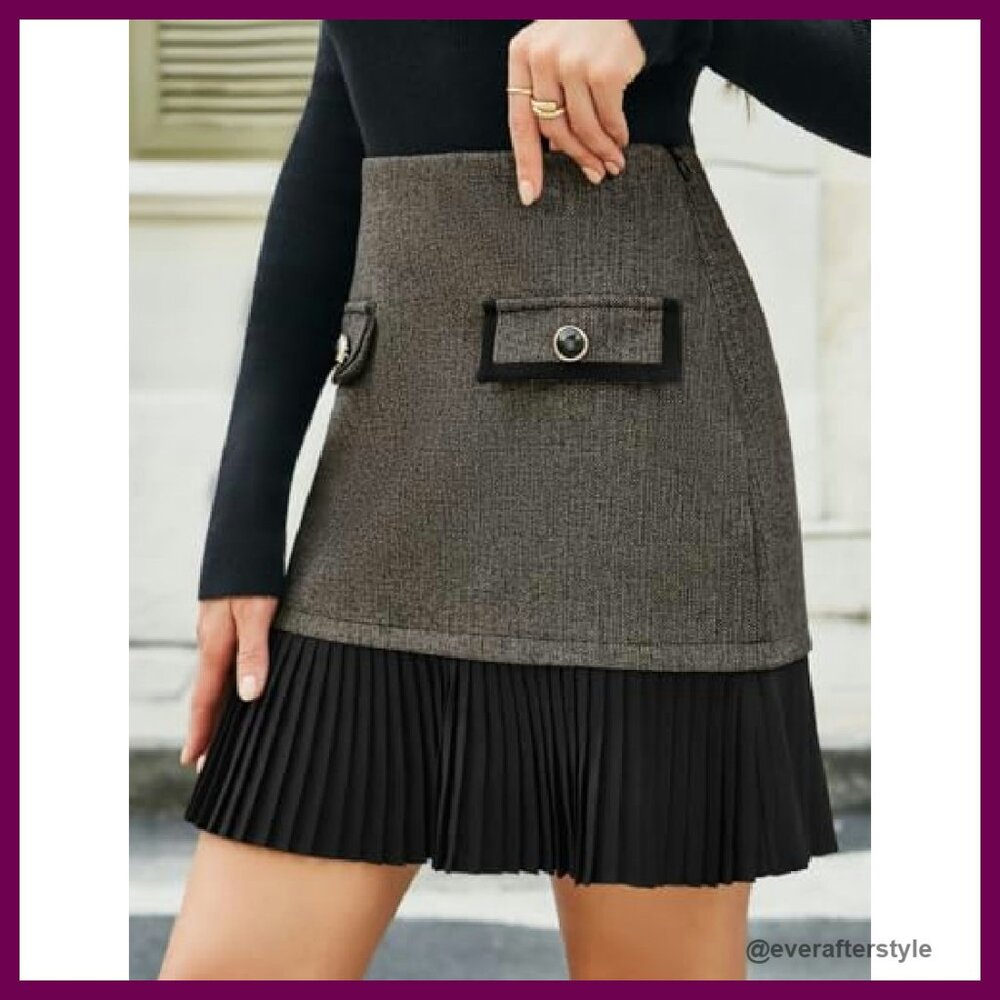 Pleated A-Line Mini Skirt High Waist Casual Chic Y2K Retro Elegant Party Wear - Picture 4 of 8